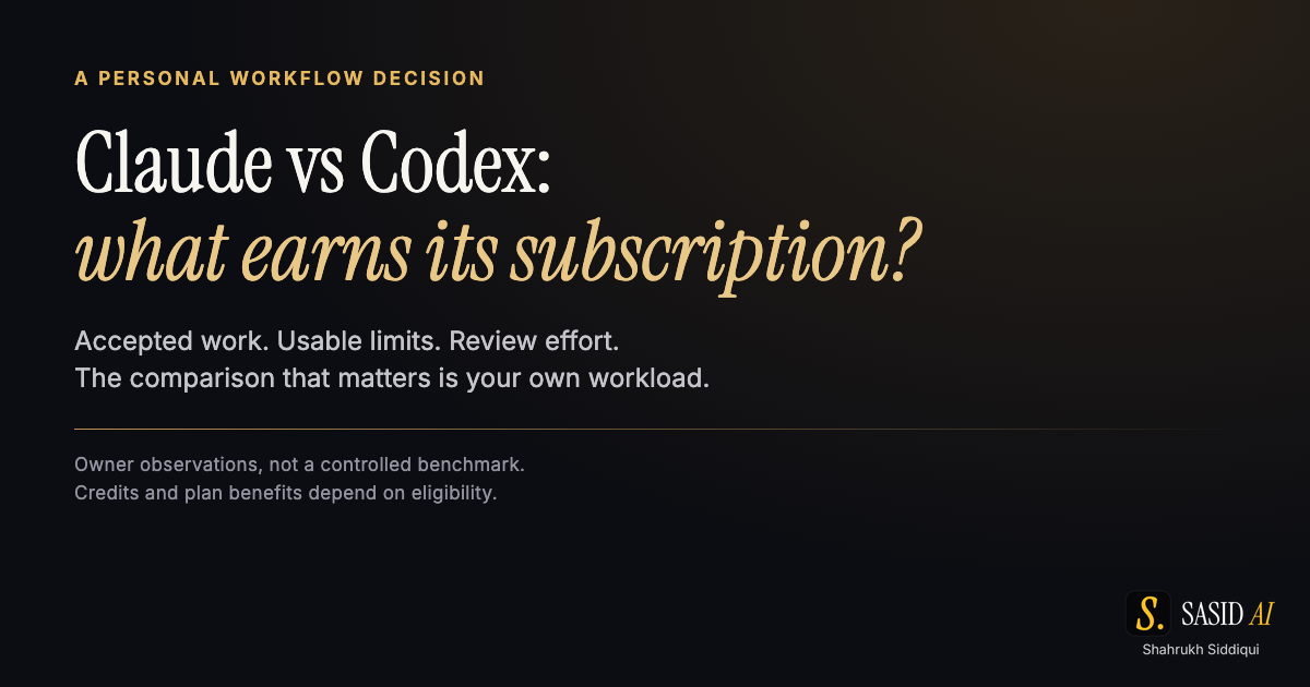 Claude versus Codex \u2014 a personal workflow decision